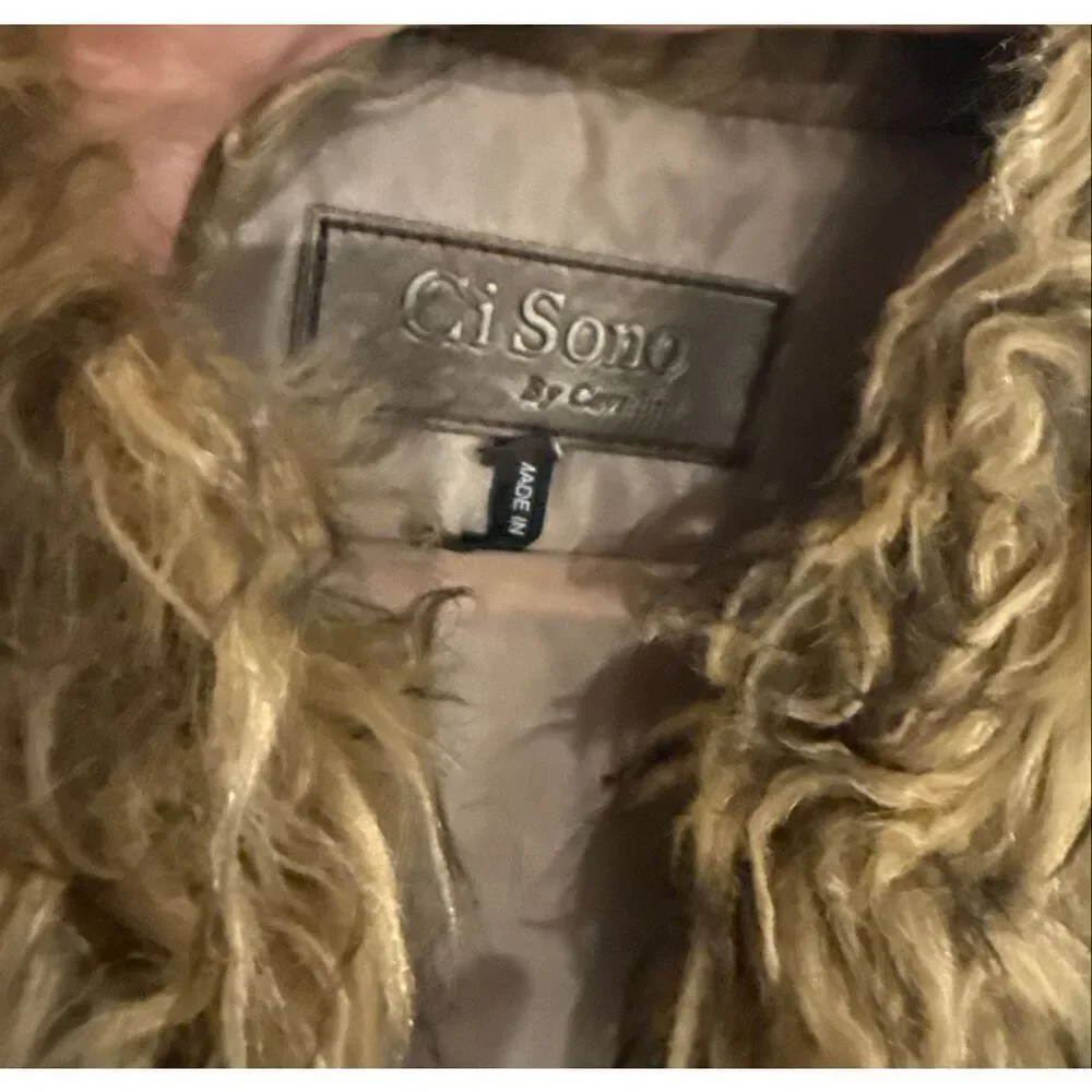 Ci Sono by Cavalini Faux Fur Long Vest Shaggy Statement Boho Festival Size L